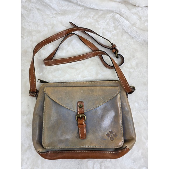 Patricia Nash Handbags - Patricia Nash Italian Leather Crossbody‎ Bag Distressed Tan Blue Buckle Accent